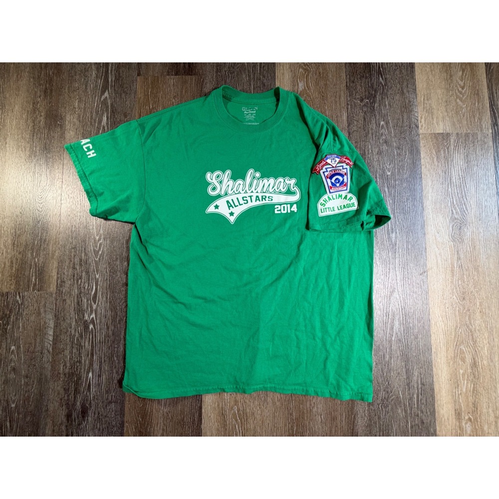 Gildan T-Shirt Mens XL Green Shalimar Allstars 2014 Little League Coach Graphic